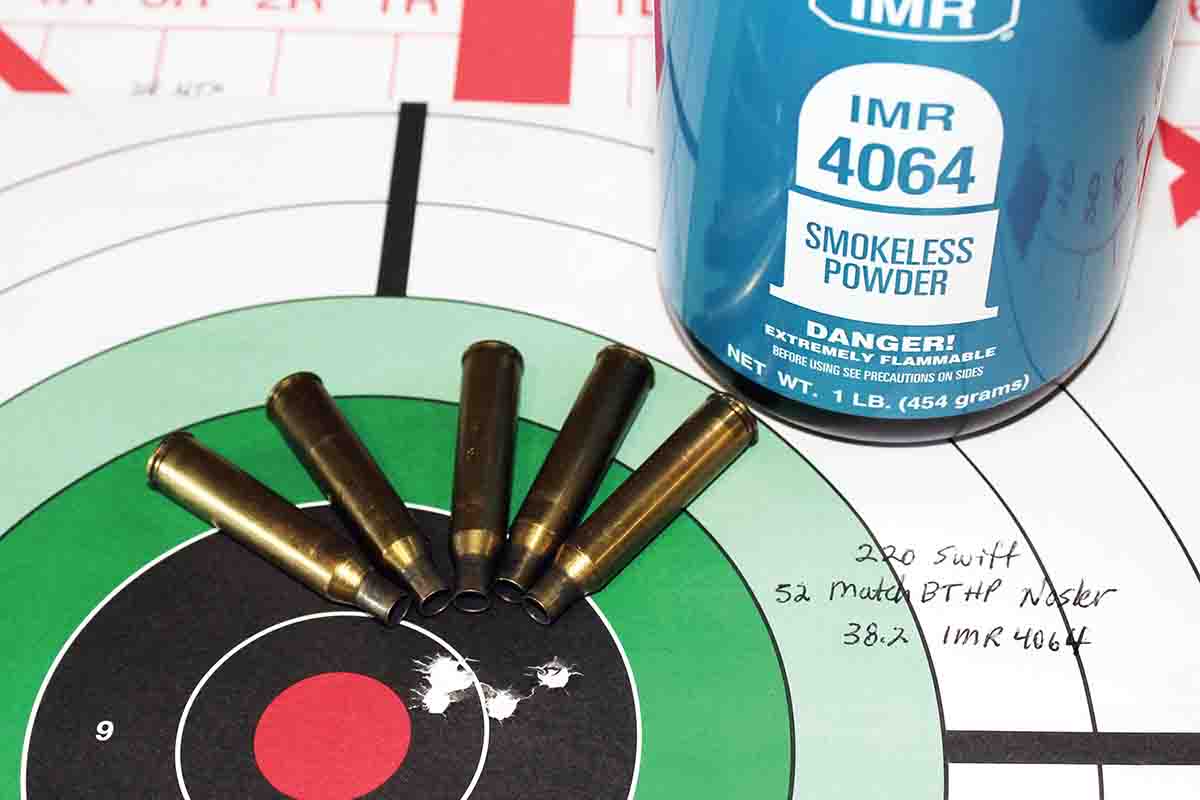 This handload of 38.2 grains of IMR-4064 beneath a Nosler 52-grain Match BTHP bullet proved to be the most accurate load tested.